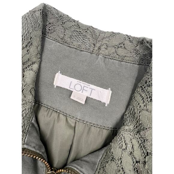 Ann Taylor LOFT Womens Green Y2K Crochet Lace Military Field Jacket Sz S - Picture 7 of 11